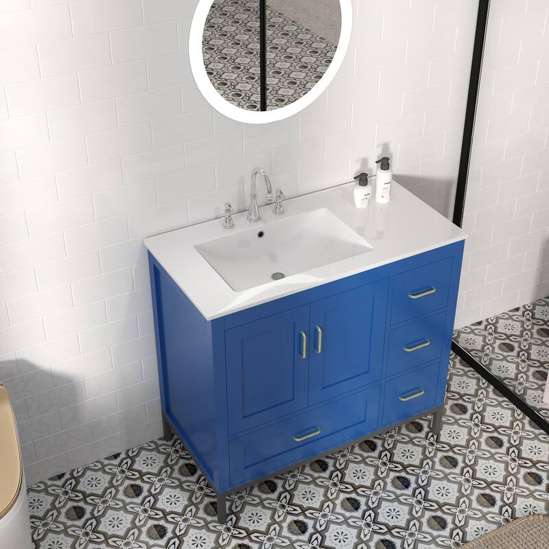 36" Bathroom Vanity with Sink Top, Free Standing Single Basin Vanity